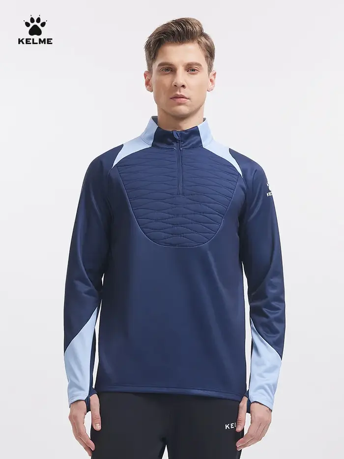 Kelme homme Football entraînement demi pull zippé matelassé sport contraste couleur pull