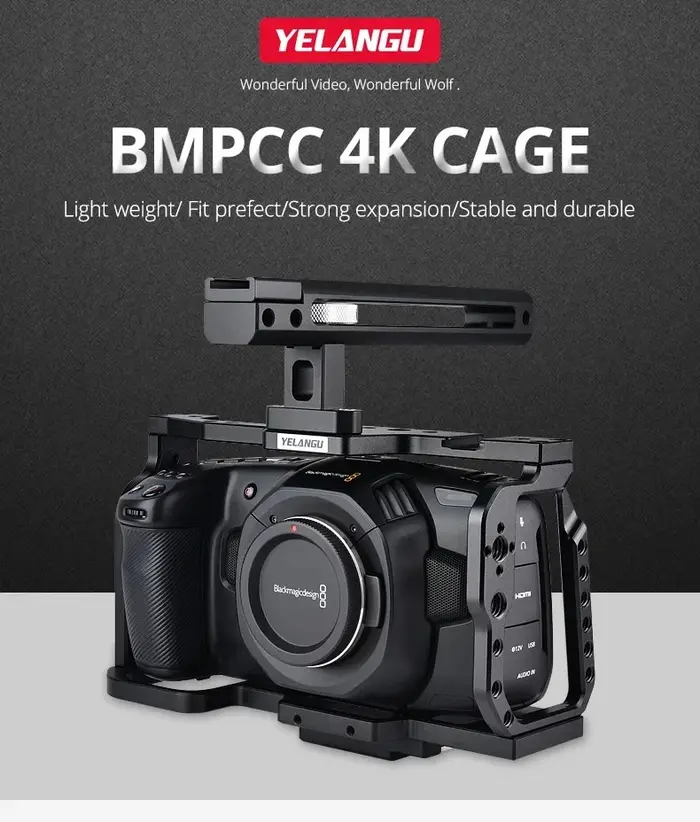 Yelangu C9 Kit de plate-forme de Cage de caméra pour BMPCC 4K 6K en alliage d'aluminium plaque rapid