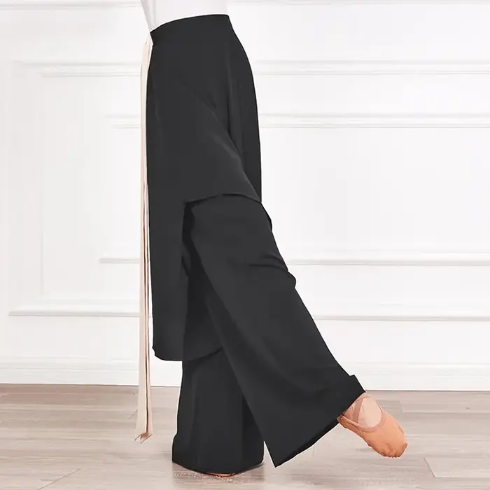 Pantalon jambes larges en mousseline de soie - Pantalon d'été taille haute style Y2K coréen