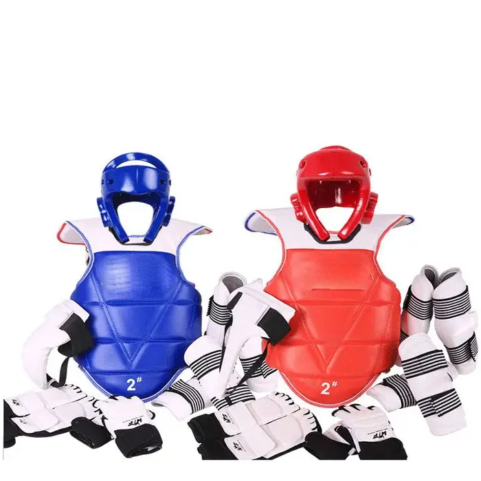 Équipement protection taekwondo 5 pièces - Casque armure boxe - Protège-tête complet