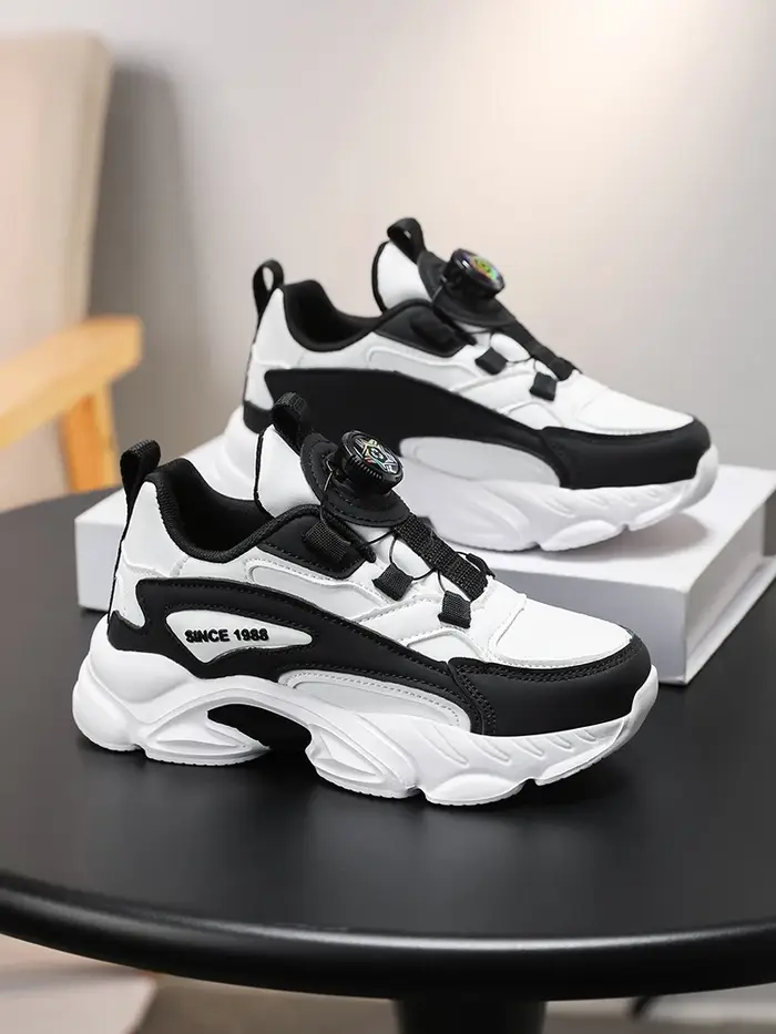 🔥   Sneakers pour enfants entièrement noires avec boucle rotative |   Très facile à mettre et à enle