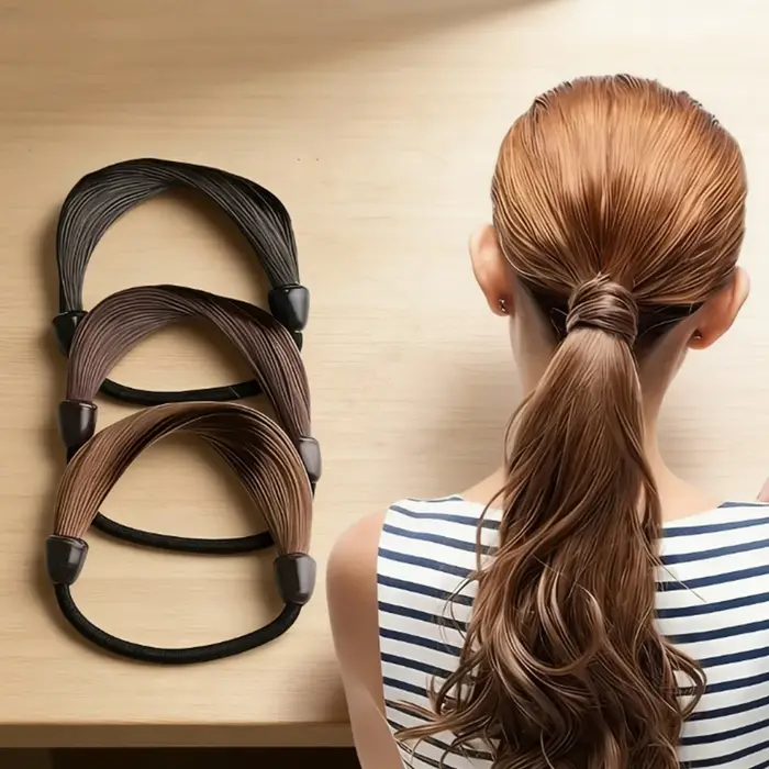 Élastique à cheveux tendance pour perruque queue de cheval droite invisible design ergonomique durable modernité coiffure sophistiquée