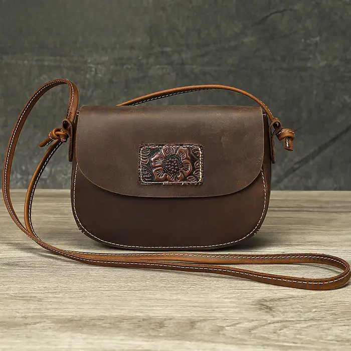 Sac à main pour femme en cuir Crazy Horse Johnature 2026 Nouveau sac bandoulière petit sac rétro en 