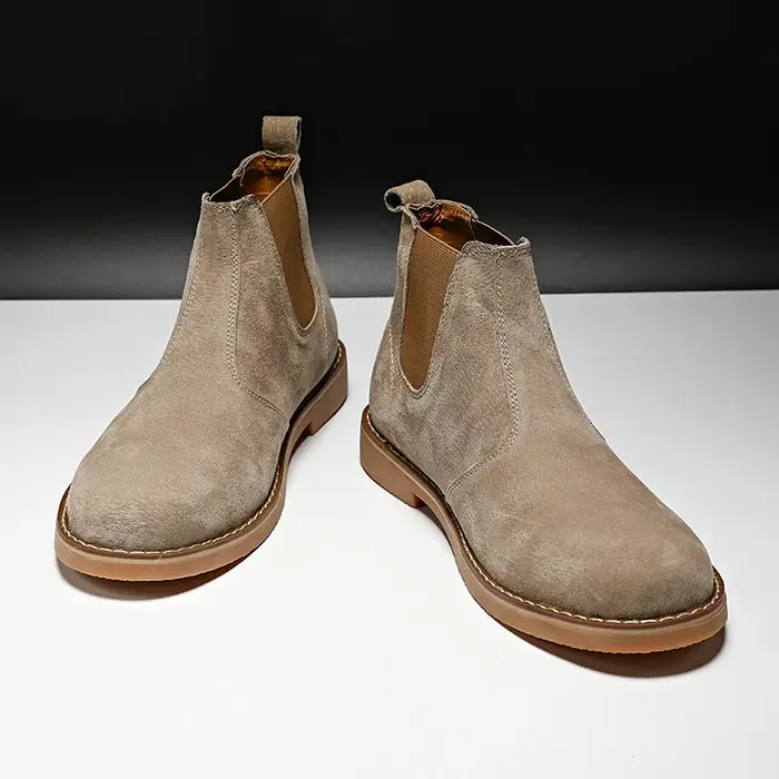 Mode daim désert bottes hommes haut Chelsea bottes en cuir chaussures décontractées mâle sans lacet 