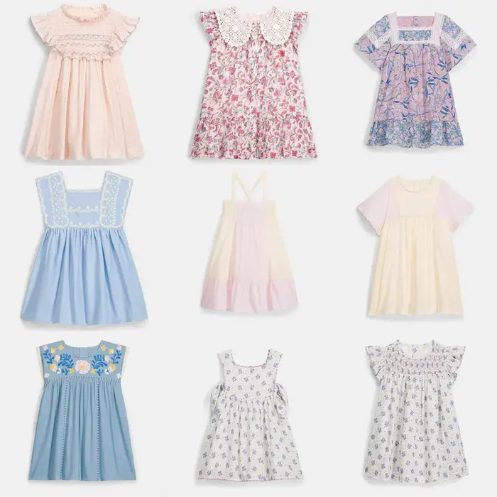Pré-vente (expédition en mars) 2026 LM Robes d'été pour bébés filles, imprimé floral, en coton, vête