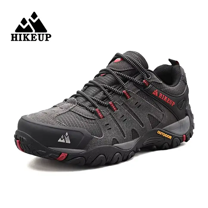 HIKEUP-Chaussures de randonnée en cuir suédé pour homme, baskets d'extérieur résistantes à l'usure, 
