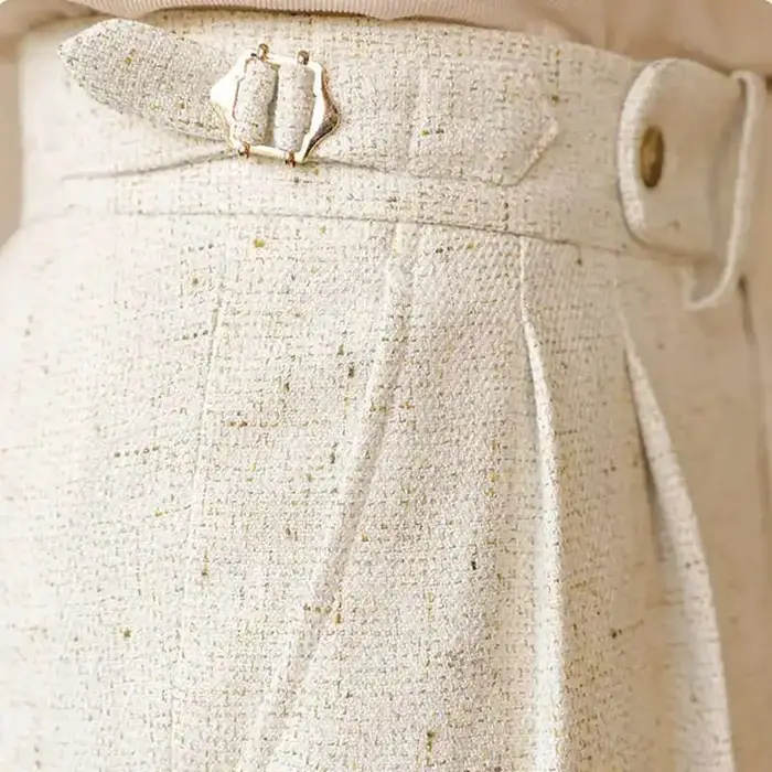 Pantalon de surintendant décontracté taille haute pour hommes, jambe droite, bouton Paris, affaires,