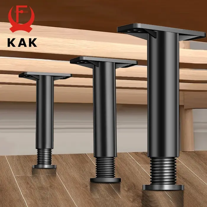 KAK pieds de meubles noirs, Support de poutre de lit réglable, pieds de Table de canapé, remplacemen