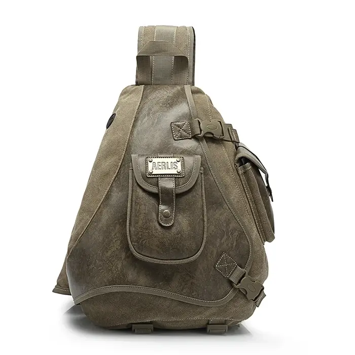 Sac de poitrine en toile imperméable pour hommes, sac à bandoulière Messenger, voyage décontracté, h