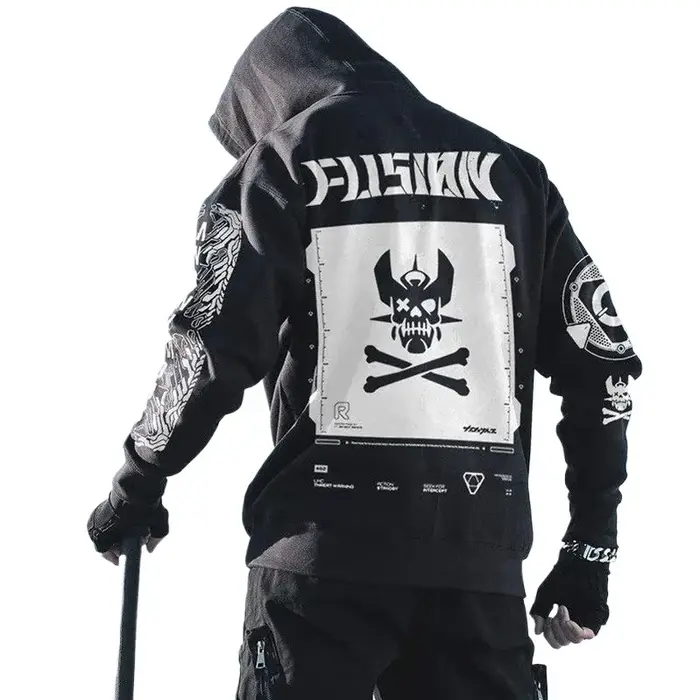 Sweat à capuche imprimé tête de mort pour hommes, sweats à capuche Hip Hop Harajuku, pull à motif en
