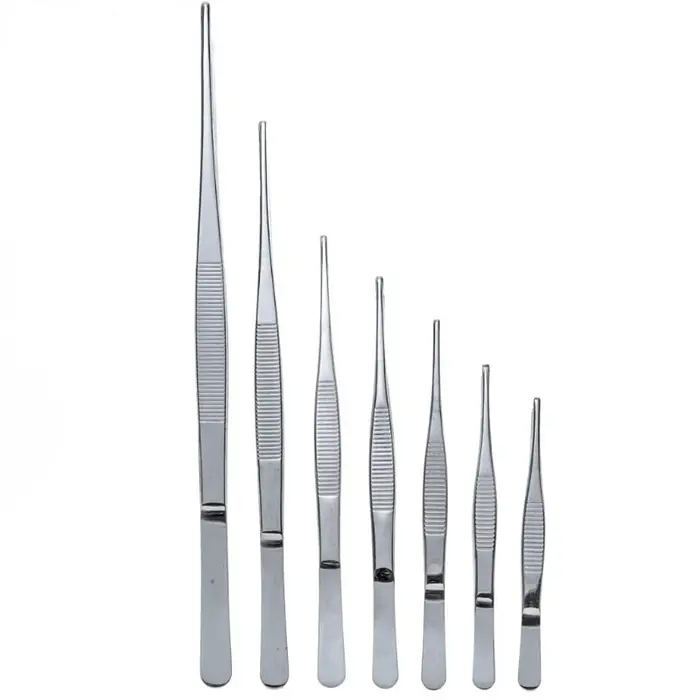 Pincettes médicales Anti-iode en acier inoxydable 430, pinces longues et droites 12.5cm-30cm, tête d