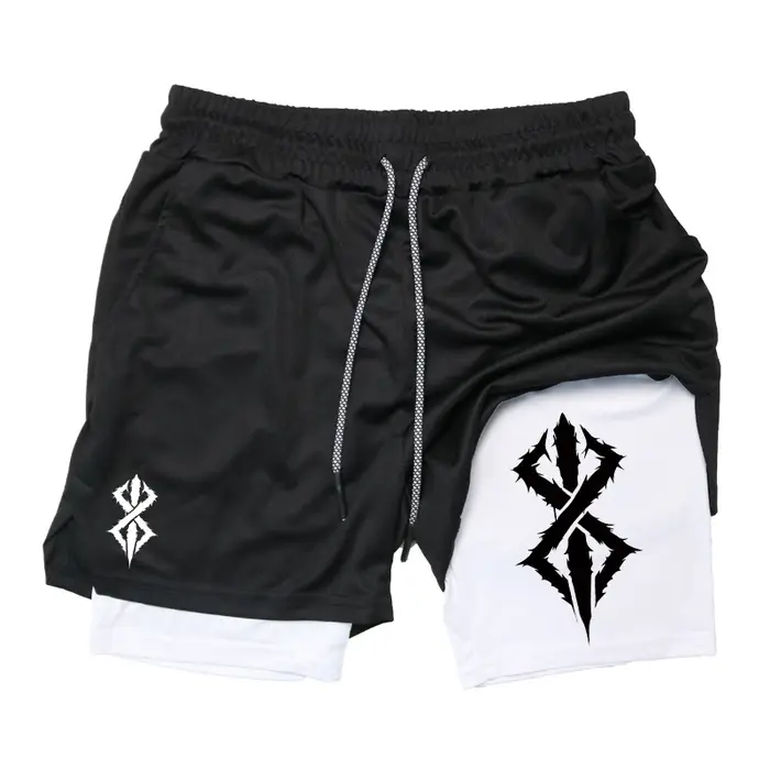 Short de Fitness Double couche pour hommes, Compression extensible, respirant, séchage rapide, exerc