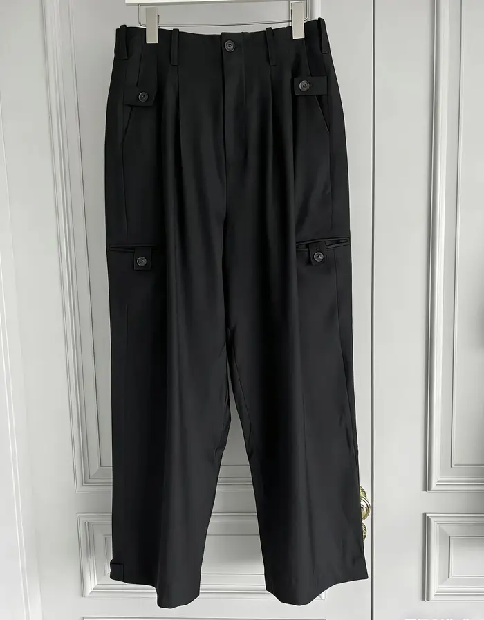 Pantalon long décontracté ample et formel pour hommes, design original TOP-YAMAMOTO, couleur unie, p