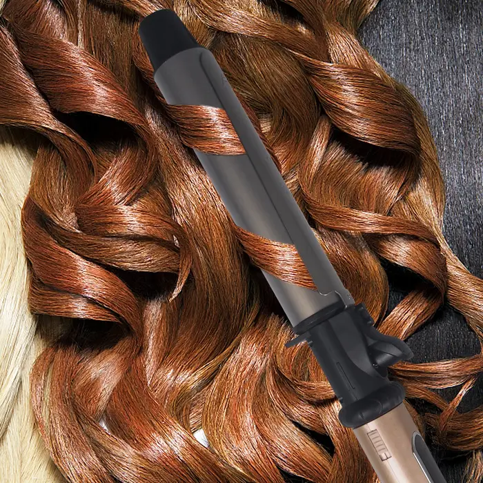 USHOW-Fer à friser rotatif professionnel avec affichage numérique de la température à LED, bigoudi e
