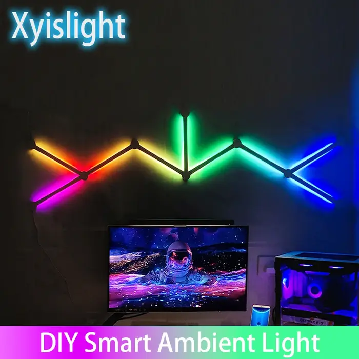 Lumière d'épissure bricolage lumière d'ambiance RGB applique murale intelligente lampe à commande vo