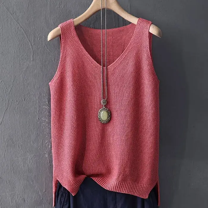 Blusas Mujer De Moda 2024 Blouse femmes été sans manches tricoté Blouse chemise femmes vêtements col