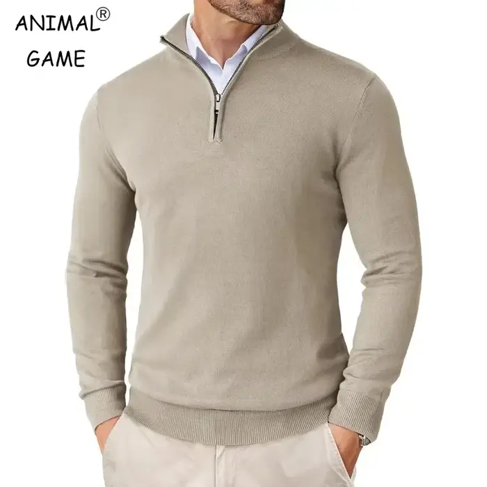 Pulls d'automne à fermeture éclair pour hommes, coupe cintrée, légers, à col montant, pour l'extérie