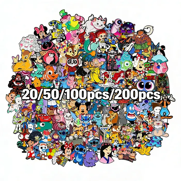 Lot de 20/50/100 broches en émail sur le thème des animaux, série Princesse de dessin animé, épingle