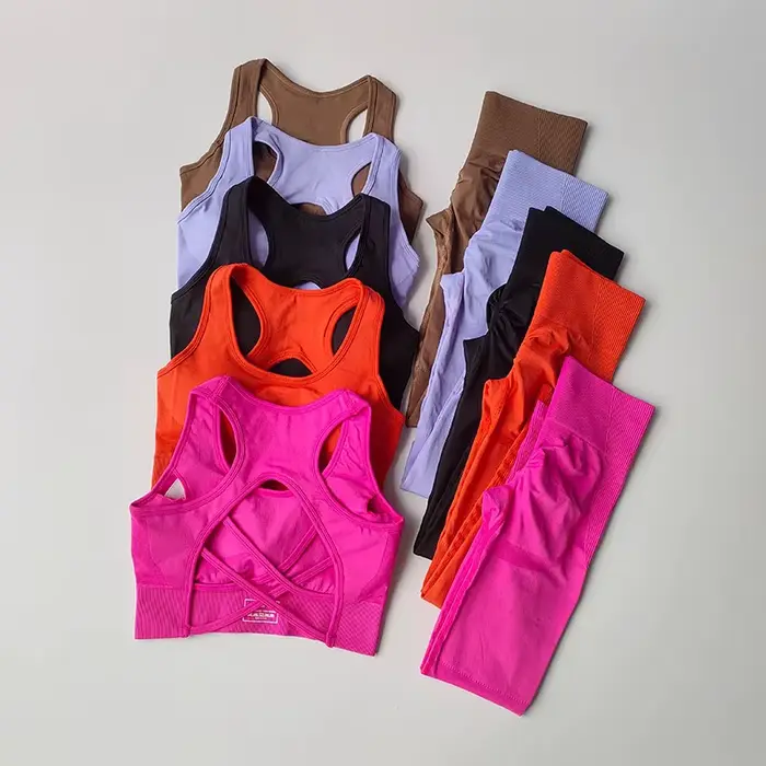 Survêtement femme ensemble yoga fitness - Soutien-gorge + leggings taille haute combinaison sport sans coutures