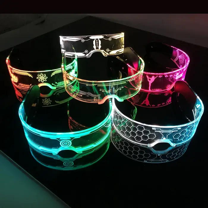 Lunettes lumineuses LED colorées Shoous Cool, néon brillant, clignotant, fête, boîte de nuit, DJ, da