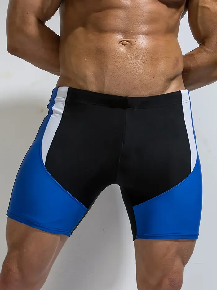Maillot de bain contrasté pour hommes, natation sèche à cinq minutes de vitesse, épissage compétitif