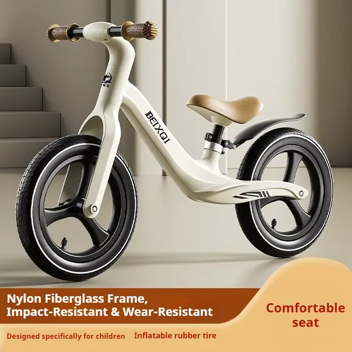 Vélo d'équilibre sans pédales pour enfants 1 à 8 ans cadre nylon fibre de verre pneus gonflables sièges confortables poignées antidérapantes silicone