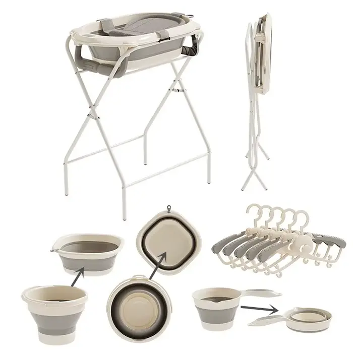 Ensemble de bain pour bébé pliable sans BPA, kit bassin et cintre pliables, design peu encombrant po