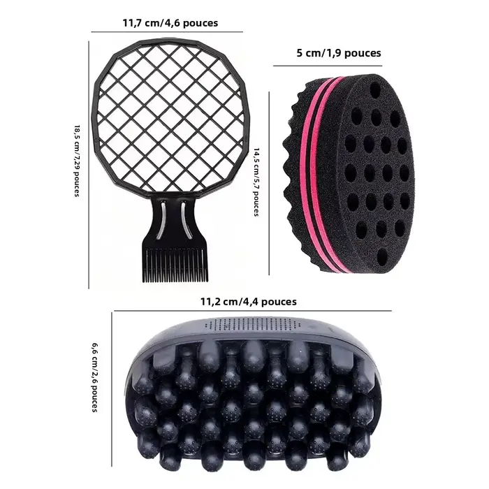 3 pièces/ensemble coiffure en caoutchouc lavable Afro Curl éponge doux bobine de cheveux vague Dreadlock naturel fourche