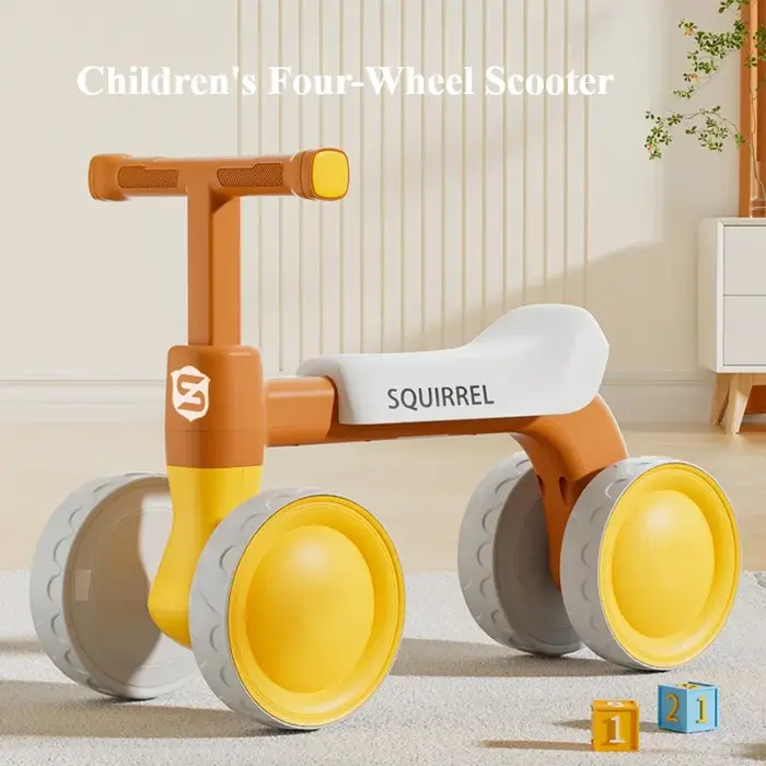 Trotteur à 4 roues pour bébé vélo d'équilibre sans pédale premier jouet d'extérieur pour tout-petits cadeau anniversaire pour enfants de 1 à 3 ans