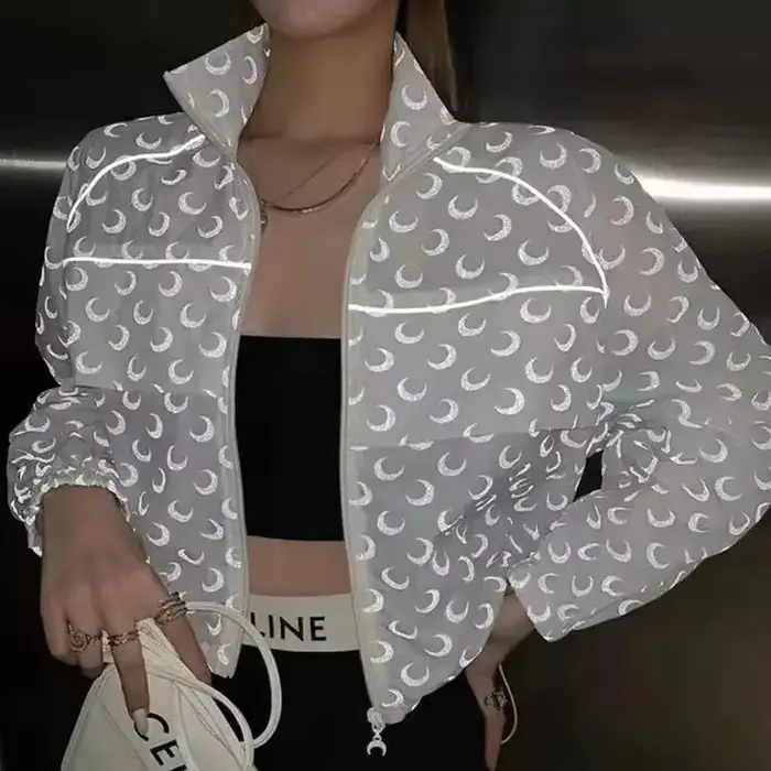 Veste réfléchissante à imprimé lune pour femme, manches longues, protection solaire, style coréen, d