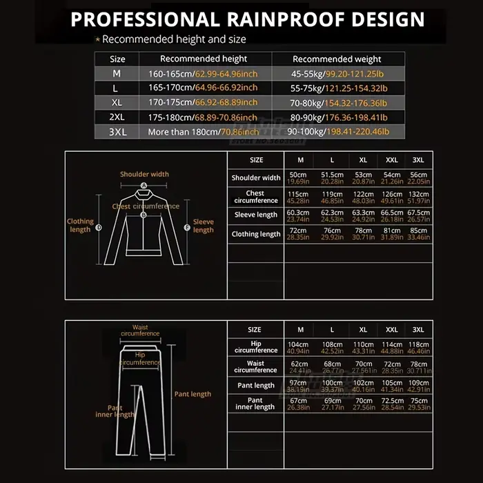 Imperméable de Moto pour Homme et Femme