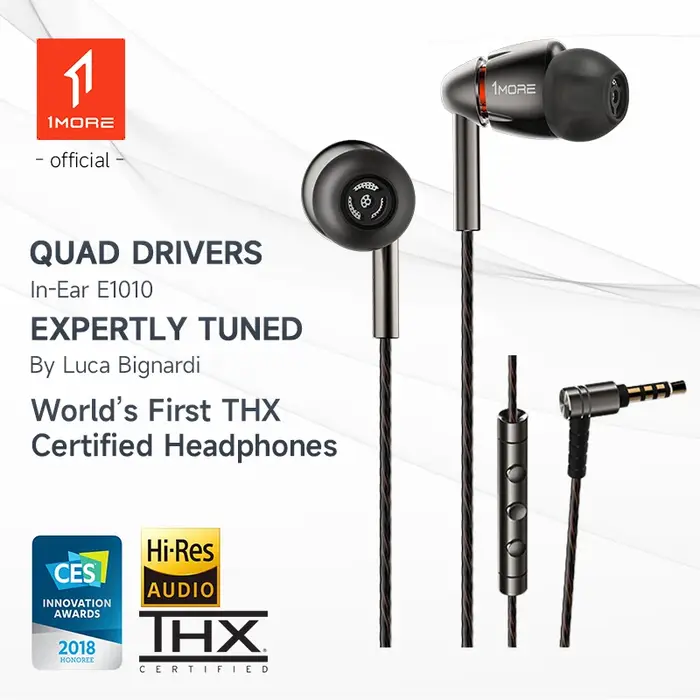 1MORE Quad Driver intra-auriculaires E1010 casque filaire hifi vente en gros écouteurs filaire aide 