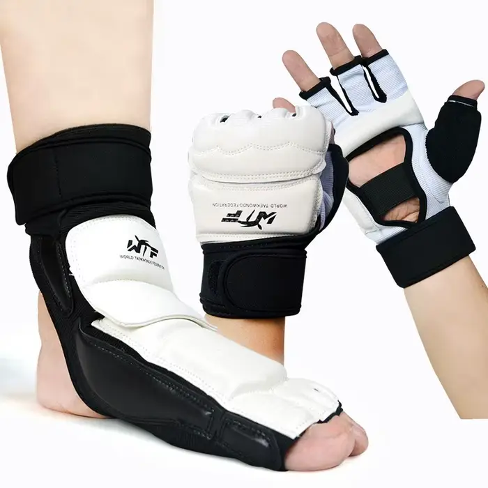 Gants de pied cuir taekwondo anneau Rotterdam protection karaté boxe arts martiaux enfant 1 ensemble