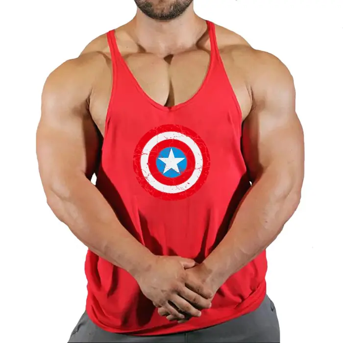 Mode d'été tendance fitness gilet hommes fitness vêtements de sport fitness impression cool chemise 