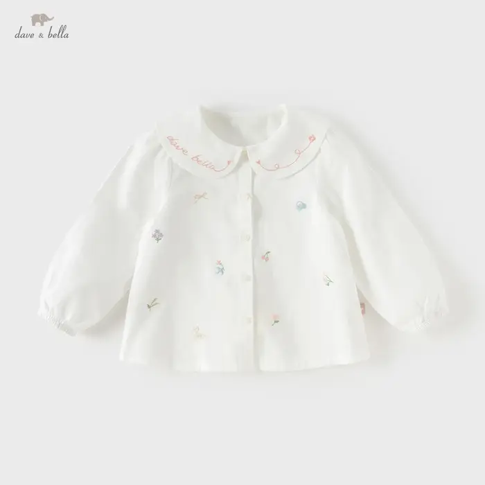 Dave Bella enfants coton chemise automne printemps manches longues filles blouse décontractée élégan