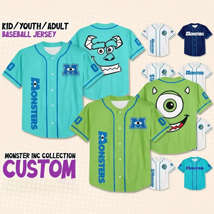 Maillot de Baseball personnalisé Monsters University Mike Sulley, chemise de Cosplay pour enfants, j