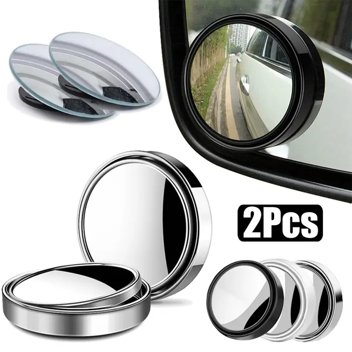 Miroir d'angle mort convexe à cadre rond, 2 pièces, sécurité de conduite, grand angle à 360 degrés, 