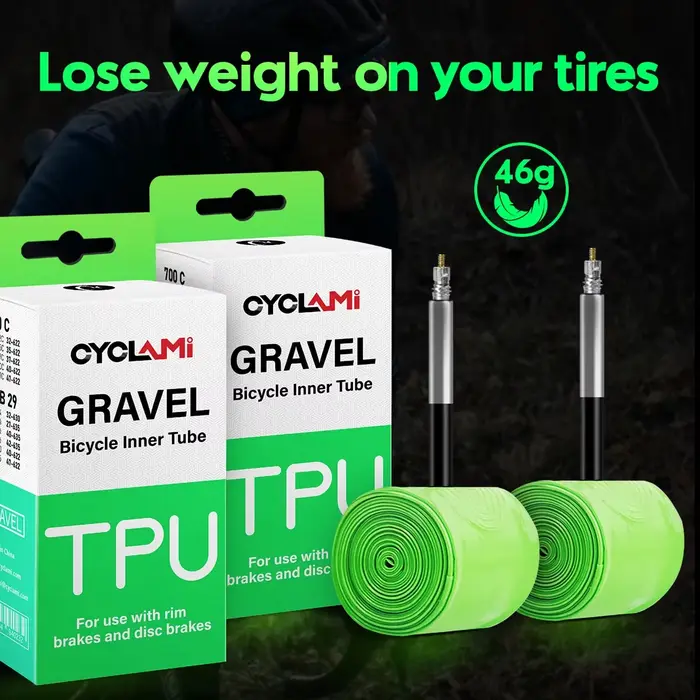 Pneu CYCLAMI TPU ultraleger pour route et VTT 700C 32C 35C 37C 40C 47C Valve FV 45mm pour chemins poussiereux et graviers occasions spéciales