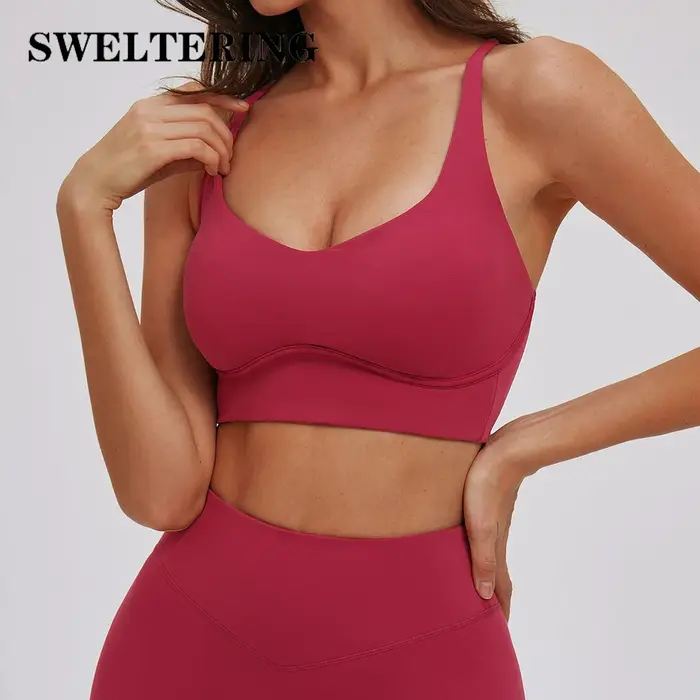 Soutien-gorge de sport sexy à col en V pour femme, avec bretelles croisées au dos, idéal pour le yog