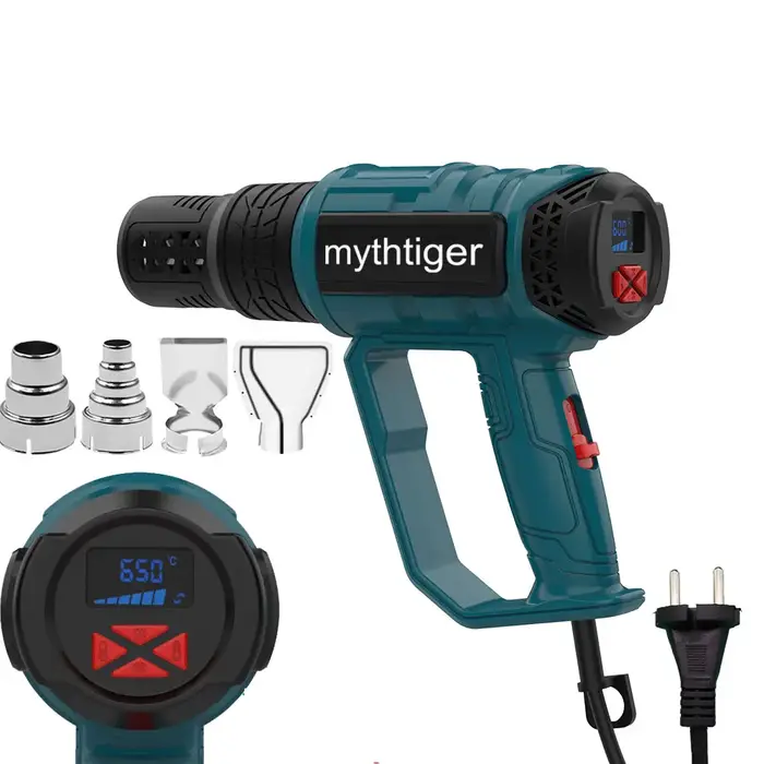 Pistolet thermique industriel 220V avec prise EU, sèche-cheveux, pistolet à air chaud pour la constr