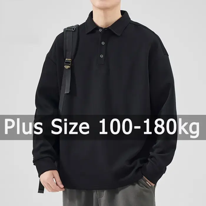 Polos à manches longues pour hommes de grande taille, adaptés aux corpulences importantes, coupes amples et surdimensionnées pour l'automne et l'hiver