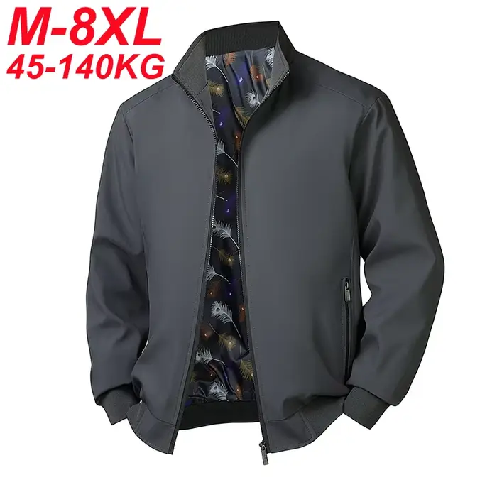 Grande taille 6xl 7xl 8xl veste hommes décontracté automne printemps col montant coupe-vent Sport ma