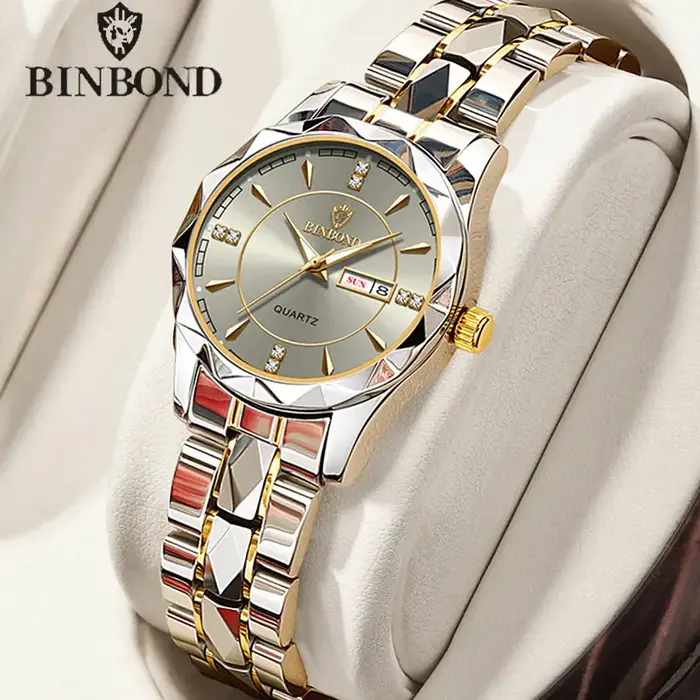 BINBONG femmes montres de luxe mode dames montre à Quartz étanche lumineux Date en acier inoxydable 