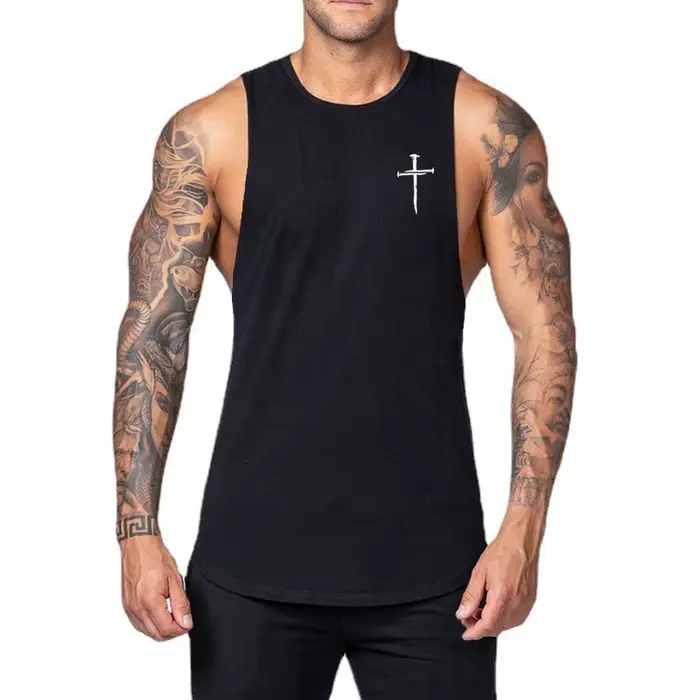 Débardeur de sport personnalisé croisé pour homme entraînement musculation fitness coton ajustement parfait style athlétique