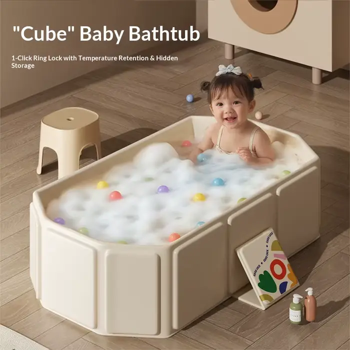 Grande baignoire pour bébé de 0 à 5 ans, baignoire pliable pour bébés assis et s'allonger, bassin de