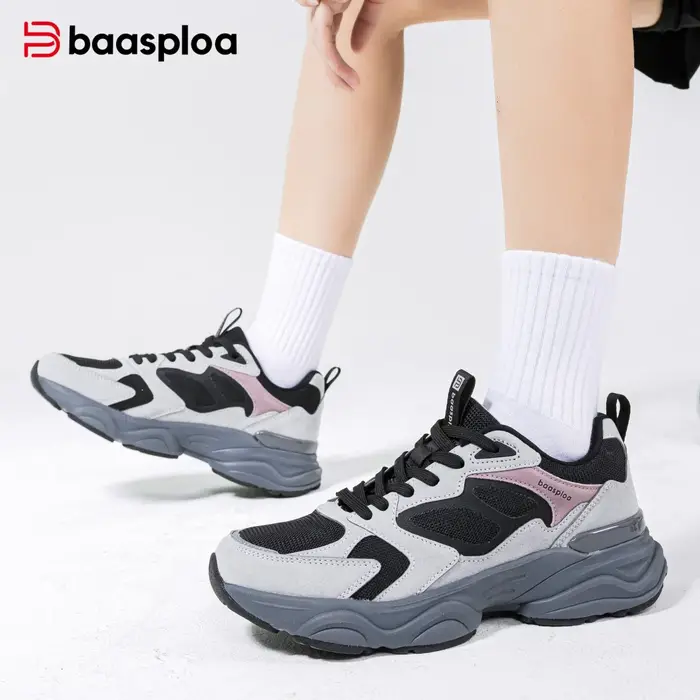 Baasploa – baskets de marche pour femmes, chaussures décontractées en maille confortables, en cuir d