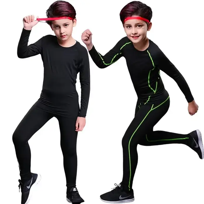 Enfants Compression course basket-ball vêtements de sport pantalons chauds hauts sous-vêtements jeun