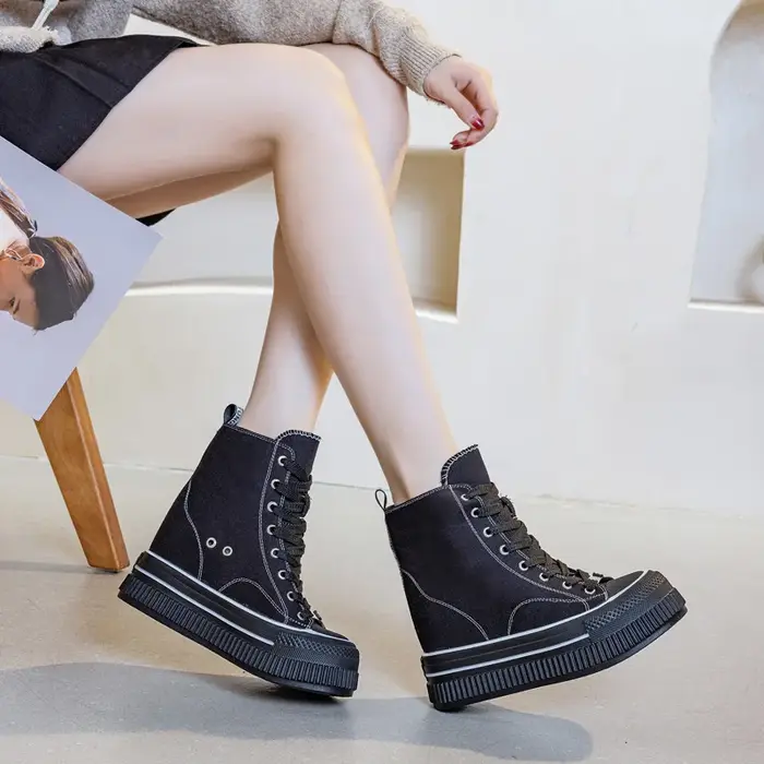 CHABELLA hauteur augmenter 13 cm femmes chaussures en toile haut Design avec boucle et fermeture écl