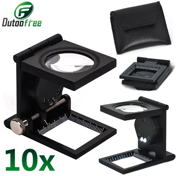 Mini loupes de poche pliables, testeur de linge à lentille pliante 10x, Compteur de fil de gril, Lou