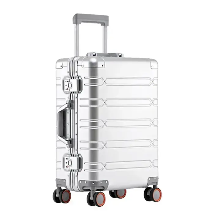 Valise de voyage tout en alliage d'aluminium-magnésium, bagage d'affaires à roulettes sur roulettes,